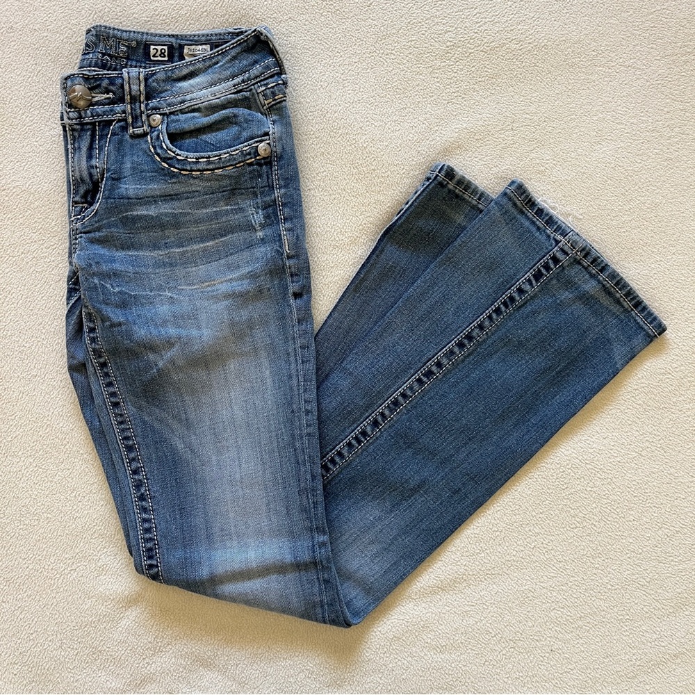 Miss Me JE1048BL Boot Cut Jeans Women’s Low Rise Western Denim Cowgirl Bling 28